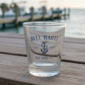 Nautical Navy Blue Rustic Anchor Boat Name Shot Glas