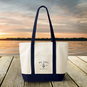 Nautical Navy Blue Rustic Anchor Custom Boat Name Tote Bag