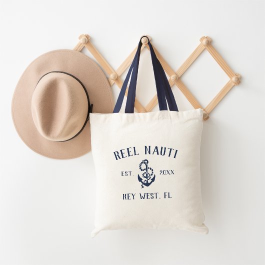 Nautical Navy Blue Rustic Anchor | Naam van je boo Tote Bag