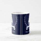 Nautical Navy Blue Sailboat Coastal Monogram Koffiemok (Center)