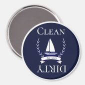 Nautical Navy Blue Sailboat Coastal Monogramed Magneet (Voorkant / Achterkant)