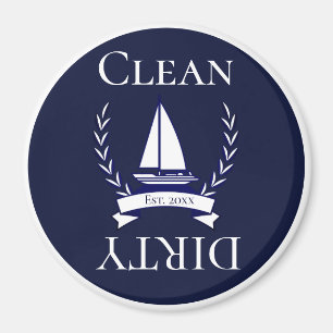 Nautical Navy Blue Sailboat Coastal Monogramed Magneet