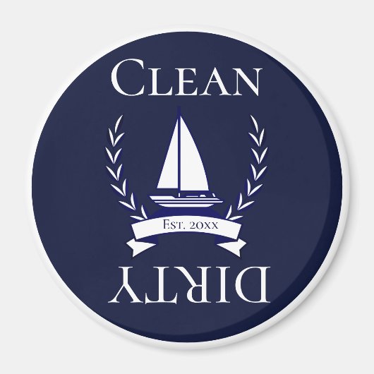 Nautical Navy Blue Sailboat Coastal Monogramed Magneet (Voorkant)
