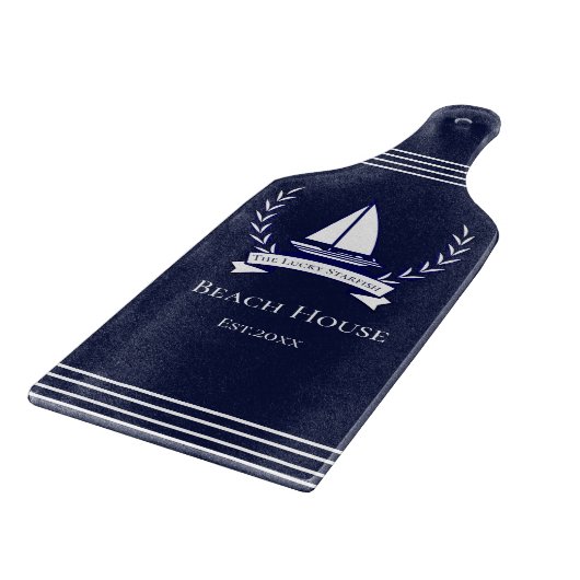 Nautical Navy Blue Sailboat Coastal Monogramed Snijplank (Hoek)