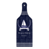Nautical Navy Blue Sailboat Coastal Monogramed Snijplank (Voorkant)