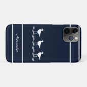 Nautical Navy Blue Sandpipers Birds Case-Mate iPhone Case (Achterkant (horizontaal))