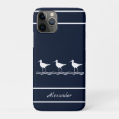 Nautical Navy Blue Sandpipers Birds Case-Mate iPhone Case (Achterkant)