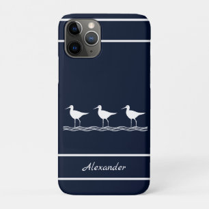 Nautical Navy Blue Sandpipers Birds Case-Mate iPhone Case