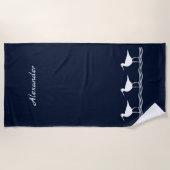Nautical Navy Blue Sandpipers Birds Strandlaken (Voorkant)