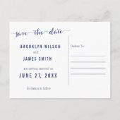 Nautical Navy Blue Save the Date Briefkaarten (Achterkant)