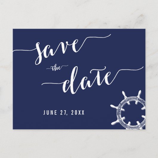 Nautical Navy Blue Save the Date Briefkaarten (Voorkant)