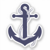 Nautical navy blue silhouette anchor rope/design 2 sticker (Voorkant)