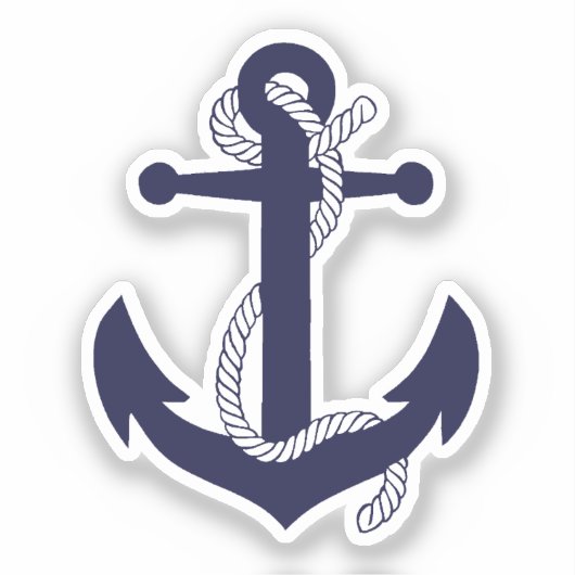Nautical navy blue silhouette anchor rope/design 2 sticker (Voorkant)