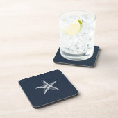 Nautical Navy Blue Simple Elegant Starfish Bier Onderzetter (Rechterzijde)