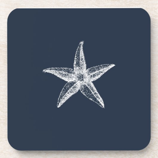 Nautical Navy Blue Simple Elegant Starfish Bier Onderzetter (Voorkant)