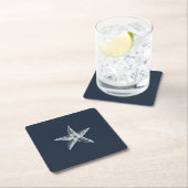 Nautical Navy Blue Simple Elegant Starfish Kartonnen Onderzetters (Insitu)