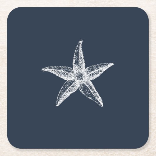 Nautical Navy Blue Simple Elegant Starfish Kartonnen Onderzetters (Voorkant)