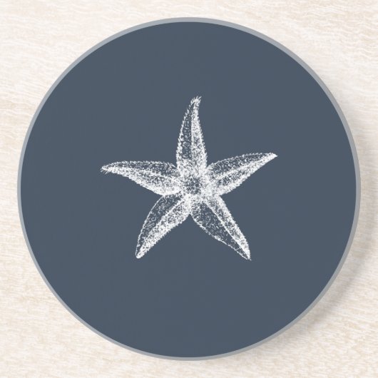 Nautical Navy Blue Simple Elegant Starfish Zandsteen Onderzetter (Voorkant)