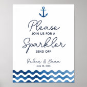 Nautical Navy Blue Sparkler stuurt afdrukken af Poster (Voorkant)