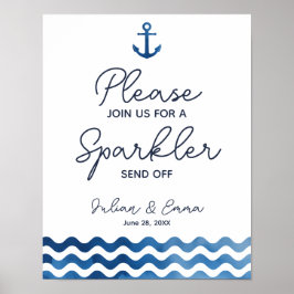 Nautical Navy Blue Sparkler stuurt afdrukken af Poster