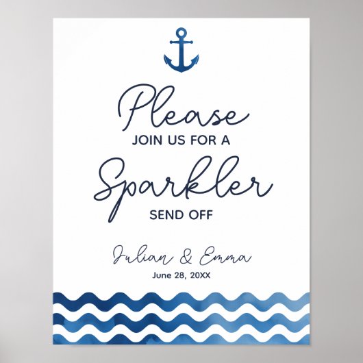 Nautical Navy Blue Sparkler stuurt afdrukken af Poster (Voorkant)