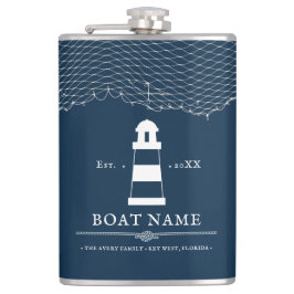 Nautical Navy Blue Specialized vuurtoren Boat Heupfles