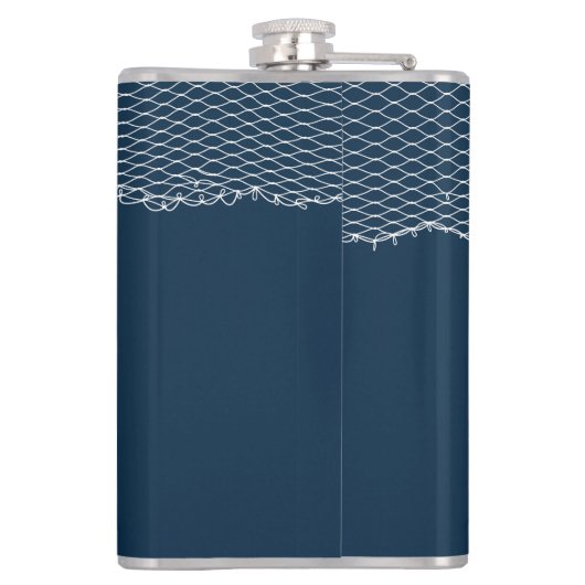 Nautical Navy Blue Specialized vuurtoren Boat Heupfles (Achterkant)