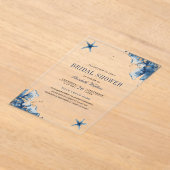 Nautical Navy Blue Starfish Bridal Shower Acryl Uitnodigingen (Laagn)