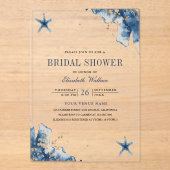 Nautical Navy Blue Starfish Bridal Shower Acryl Uitnodigingen (Voorkant)