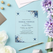 Nautical Navy Blue Starfish Bridal Shower Acryl Uitnodigingen (Insitu (Huwelijk))