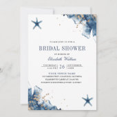 Nautical Navy Blue Starfish Foto Vrijgezellenfeest Kaart (Voorkant)