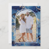 Nautical Navy Blue Starfish Foto Vrijgezellenfeest Kaart (Achterkant)