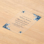 Nautical Navy Blue Starfish Wedding Acryl Uitnodigingen (Laagn)