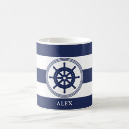 Nautical Navy Blue Steering Wheel op maat Koffiemok