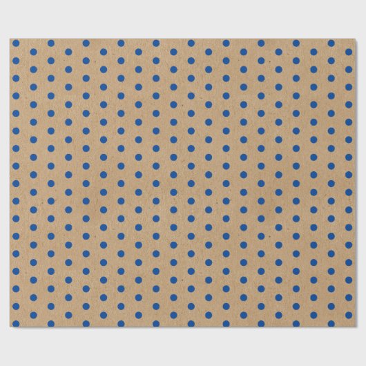 Nautical Navy Blue Stippen Faux Rustic Brown Kraft Cadeaupapier (Vlak)