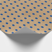 Nautical Navy Blue Stippen Faux Rustic Brown Kraft Cadeaupapier (Hoek)