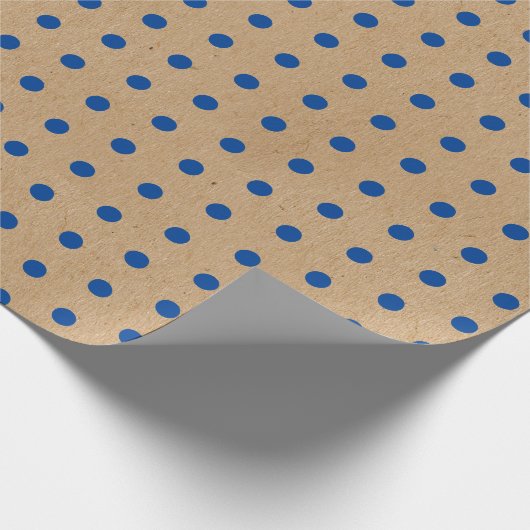 Nautical Navy Blue Stippen Faux Rustic Brown Kraft Cadeaupapier (Hoek)