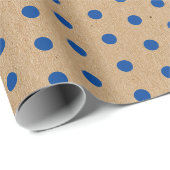Nautical Navy Blue Stippen Faux Rustic Brown Kraft Cadeaupapier (Rol Hoek)