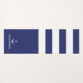Nautical navy blue strees bootnaamanker yogamat (Achterkant (horizontaal))