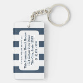 Nautical Navy Blue Stripe Beach House Sleutelhanger (achterkant)