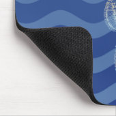 Nautical Navy Blue Stripe Waves Seahorse Muismat (Hoek)