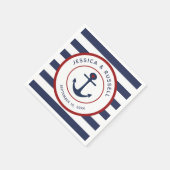 Nautical Navy Blue Stripes Anchor Paper Servet (Hoek)