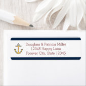 Nautical Navy Blue Stripes Anker Etiket (Insitu)