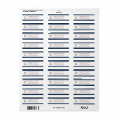 Nautical Navy Blue Stripes Anker Etiket (Full Sheet)