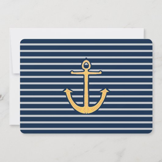 Nautical Navy Blue Stripes Anker Kaart (Achterkant)