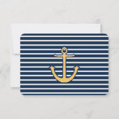 Nautical Navy Blue Stripes Anker RSVP (Achterkant)