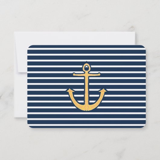 Nautical Navy Blue Stripes Anker RSVP (Achterkant)