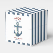 Nautical navy blue stripes Baby shower Bedankdoosjes (Voorkant Zijde)