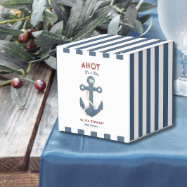 Nautical navy blue stripes Baby shower Bedankdoosjes