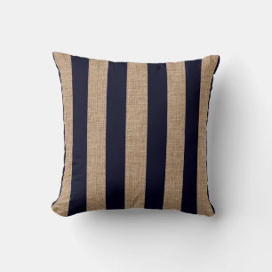 Nautical Navy Blue Stripes Design, Zeilthema, Kussen